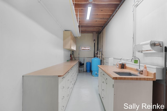 16972 James Dr, Big Rapids, MI 49307 - basement featuring a sink and a water pressure tank