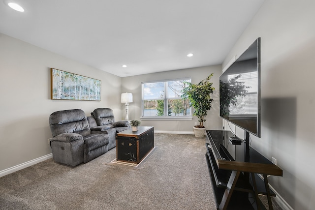 153 Tippi Trl, Buckley, MI 49620 - living area featuring baseboards, carpet flooring, and recessed lighting