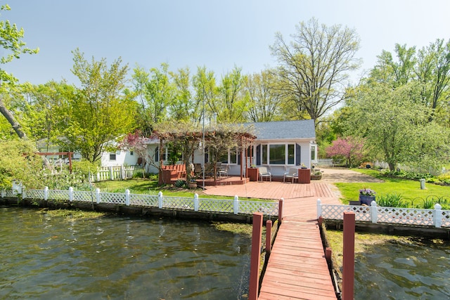 5303 Lake Rd, Reading, MI 49274 - dock area with a deck with water view and fence