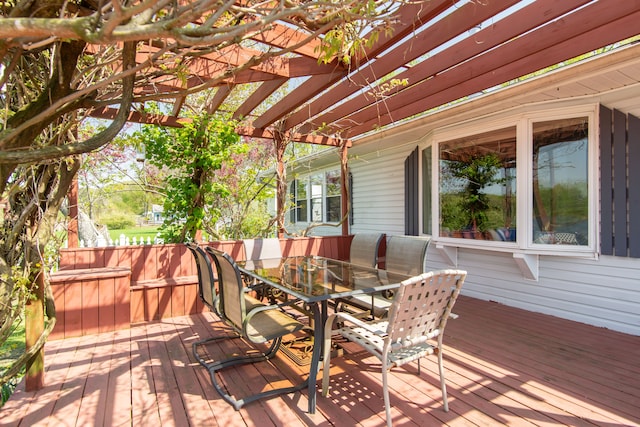 5303 Lake Rd, Reading, MI 49274 - deck with outdoor dining area and a pergola