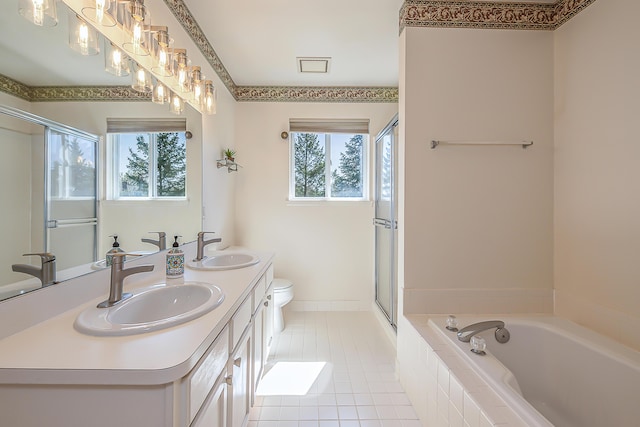 1953 Harley Ct, Ann Arbor, MI 48103 - full bathroom featuring plenty of natural light, tile patterned flooring, a stall shower, and a bath