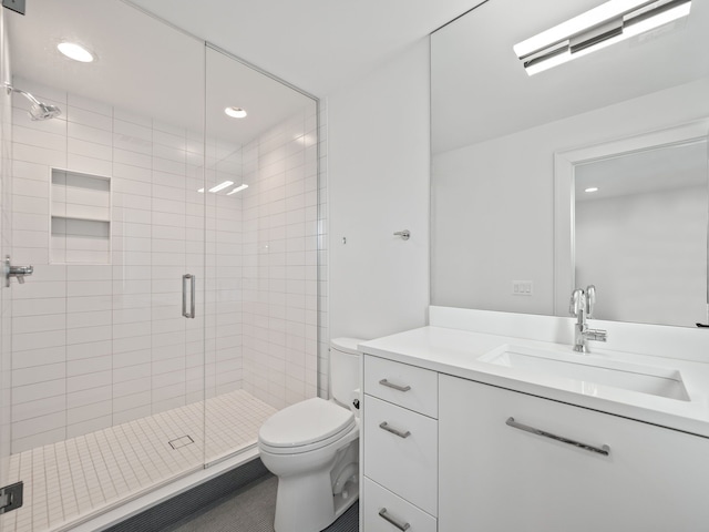 330 Ferndale Ave, Birmingham, MI 48009 - bathroom with toilet, recessed lighting, a stall shower, and vanity