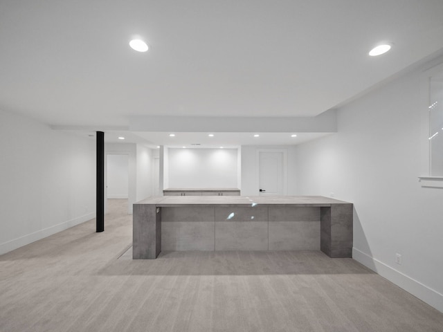 330 Ferndale Ave, Birmingham, MI 48009 - kitchen with recessed lighting, baseboards, light colored carpet, and modern cabinets