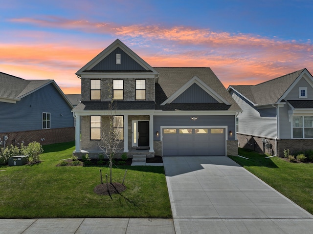 5534 Helmsdale Blvd, West Bloomfield, MI 48322 - view of front of home with board and batten siding, an attached garage, driveway, and a front lawn