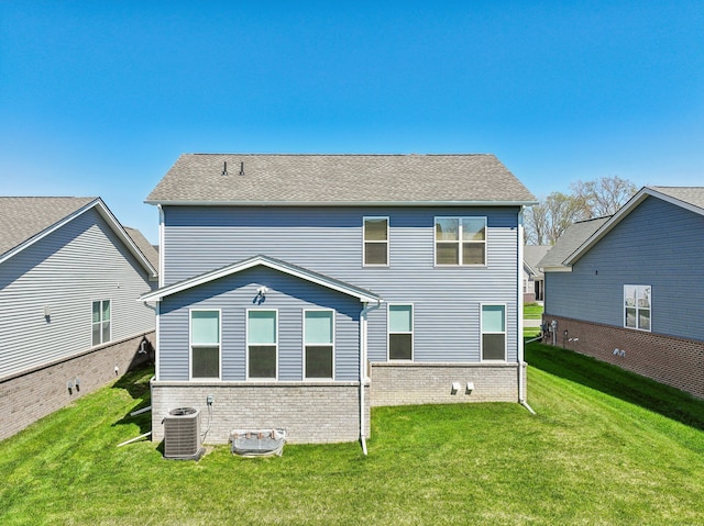 5534 Helmsdale Blvd, West Bloomfield, MI 48322 - back of house featuring a lawn, central air condition unit, and brick siding