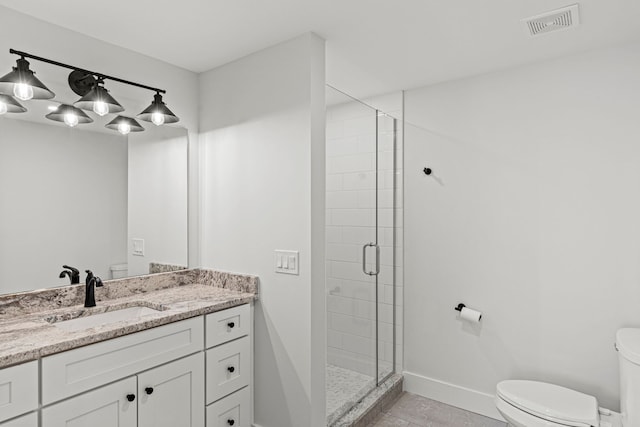 1486 Cedar Dr, Birmingham, MI 48009 - bathroom featuring toilet, a stall shower, baseboards, and vanity