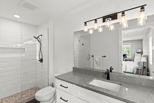 1486 Cedar Dr, Birmingham, MI 48009 - bathroom featuring ensuite bath, a stall shower, toilet, recessed lighting, and vanity