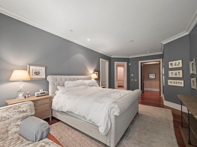 3418 Westchester Rd, Bloomfield Hills, MI 48304 - bedroom featuring wood finished floors, ornamental molding, baseboards, and recessed lighting
