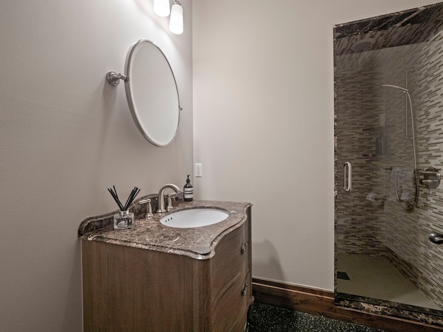 3418 Westchester Rd, Bloomfield Hills, MI 48304 - full bathroom featuring a shower stall, vanity, and baseboards
