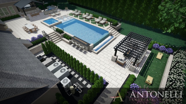 3418 Westchester Rd, Bloomfield Hills, MI 48304 - view from above of property with a pool area