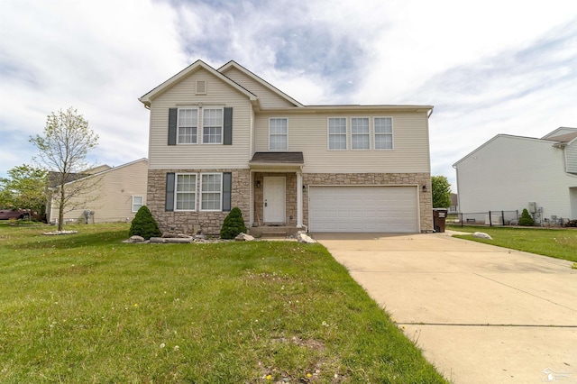 1786 Arbor Creek Dr, Monroe, MI 48162 - view of front of home with stone siding, a garage, and concrete driveway