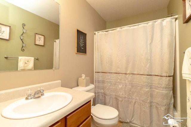 1786 Arbor Creek Dr, Monroe, MI 48162 - bathroom featuring toilet, vanity, and curtained shower