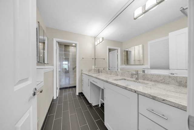 2660 Silverdown Ct, Waterford, MI 48328 - bathroom with double vanity and tile patterned floors