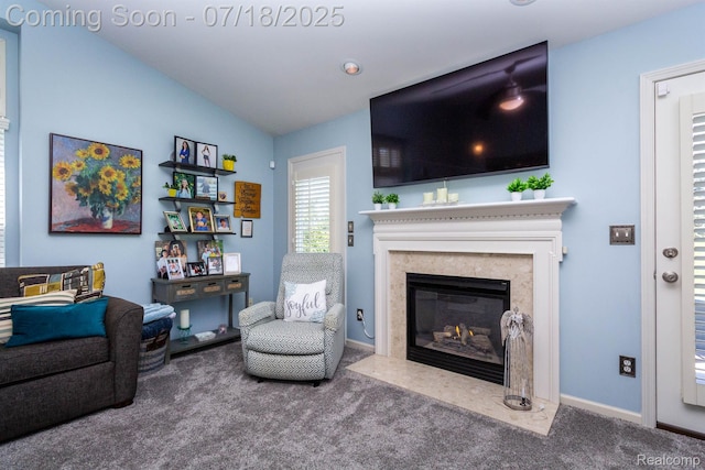 25380 Tara Ln, Flat Rock, MI 48134 - carpeted living area with a premium fireplace