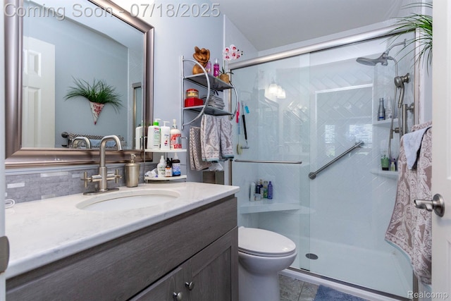 25380 Tara Ln, Flat Rock, MI 48134 - full bath featuring vanity, a shower stall, and tile patterned flooring