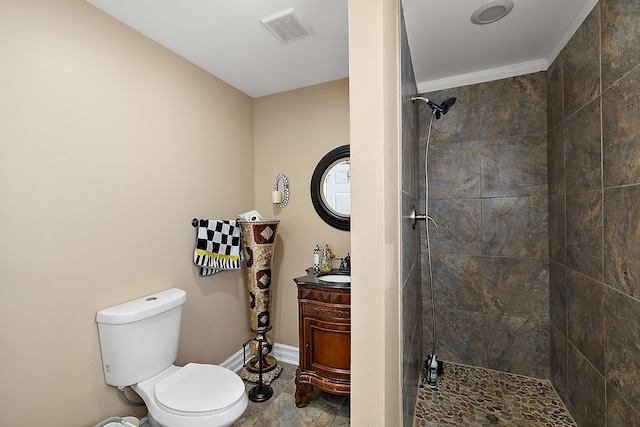 5060 Pratt Rd, Metamora, MI 48455 - full bath featuring toilet, a tile shower, vanity, and baseboards