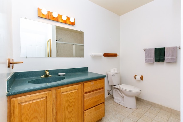 24111 Meridian Rd Unit 116, Grosse Ile, MI 48138 - full bath featuring a stall shower, vanity, toilet, baseboards, and tile patterned floors