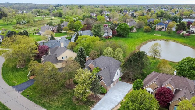 685 Dornoch Dr, Ann Arbor, MI 48103 - aerial perspective of suburban area with a nearby body of water