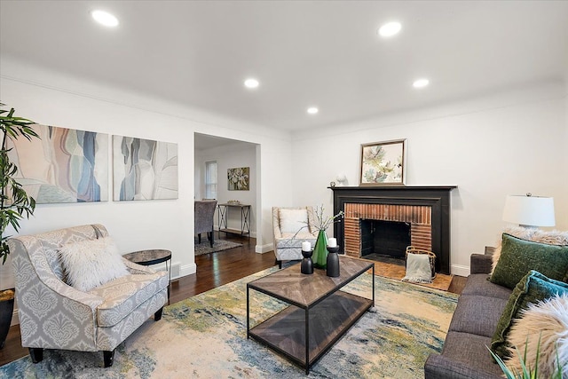 16573 Griggs St, Detroit, MI 48221 - living area featuring recessed lighting, wood finished floors, baseboards, and a fireplace