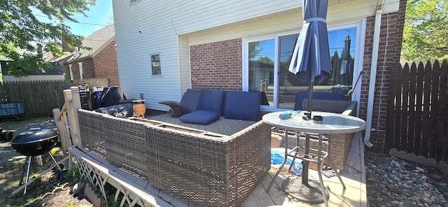 9608 Mercedes, Redford, MI 48239 - view of patio / terrace with outdoor lounge area, fence, and a grill