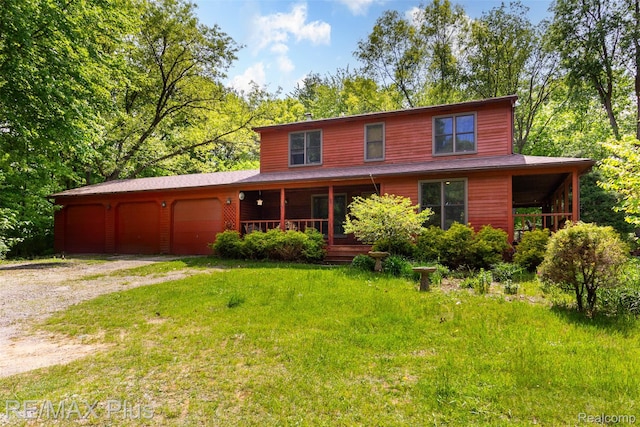 3168 Farmbrook Ln, Metamora, MI 48455 - rustic home with covered porch, dirt driveway, and an attached garage