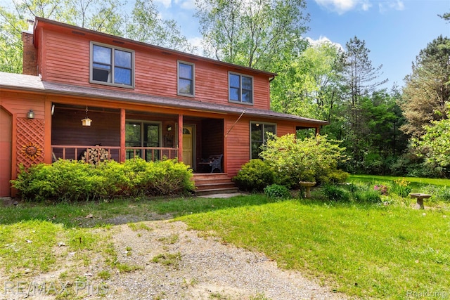 3168 Farmbrook Ln, Metamora, MI 48455 - rustic home featuring covered porch and a chimney