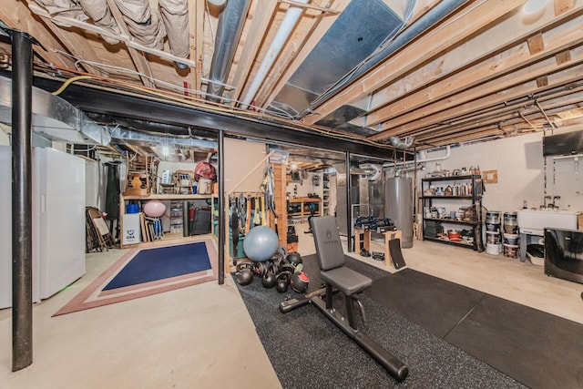 2142 Spring Ridge Dr, Ann Arbor, MI 48103 - workout area featuring a sink and water heater