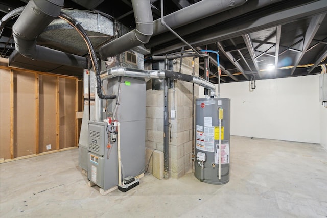 1431 E Oliver St, Owosso, MI 48867 - unfinished basement featuring water heater and heating unit