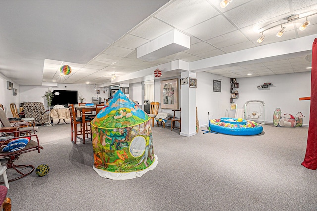 5695 Storrow Ct, Warren, MI 48092 - game room with a drop ceiling and carpet