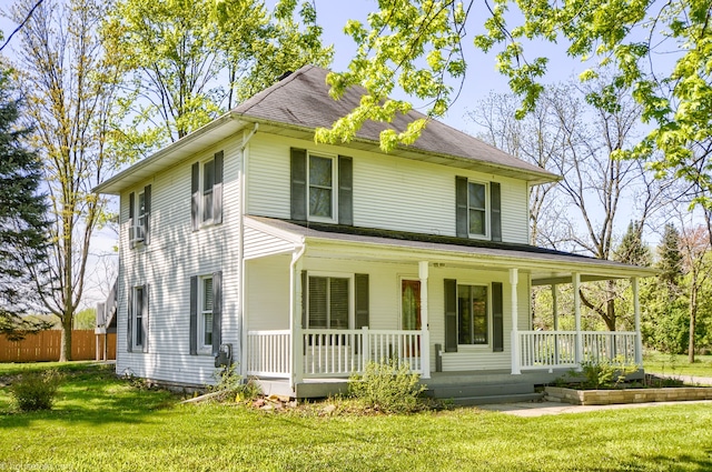country-style home featuring a porch and cooling unit