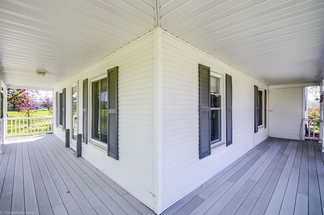 wooden terrace with covered porch