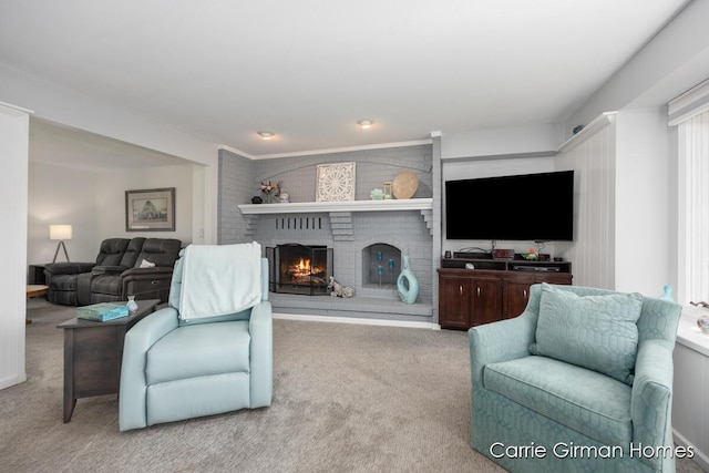 17134 Timber Dunes Dr, Grand Haven, MI 49417 - carpeted living room with a fireplace