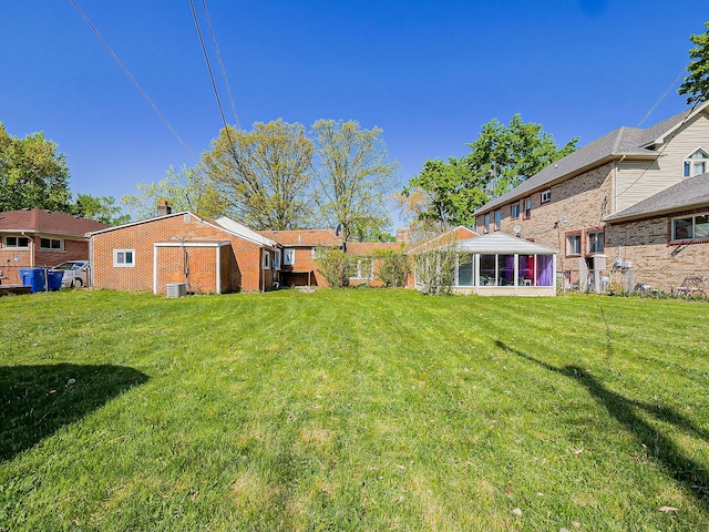 8320 Nightingale St, Dearborn Heights, MI 48127 - view of green lawn featuring a sunroom and central AC