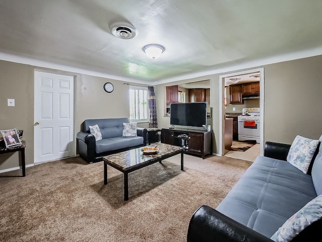 8320 Nightingale St, Dearborn Heights, MI 48127 - living room featuring light carpet and baseboards