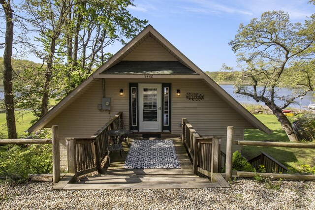 9458 Edwin Markham Rd, Brooklyn, MI 49230 - a-frame home featuring a water view