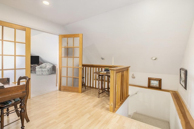 9458 Edwin Markham Rd, Brooklyn, MI 49230 - office area with lofted ceiling, wood finished floors, recessed lighting, and baseboards