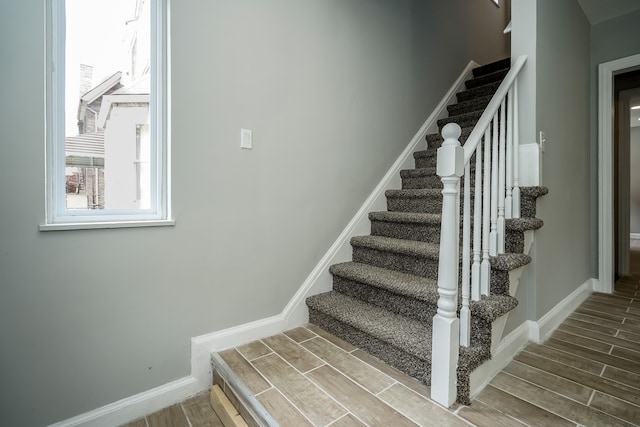 17344 Wisconsin St, Detroit, MI 48221 - stairway with wood tiled floors and baseboards