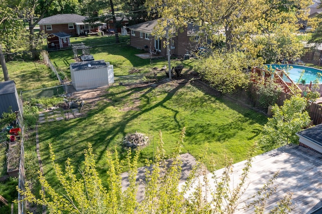 aerial view of a pool