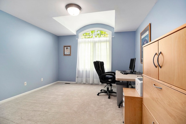 24391 Cavendish Ave E, Novi, MI 48375 - office featuring light colored carpet, baseboards, and lofted ceiling