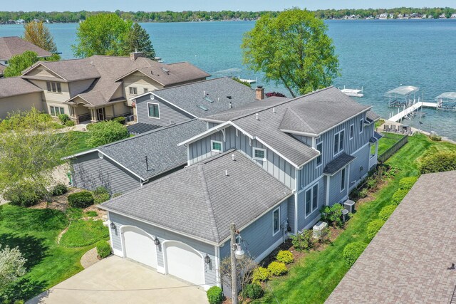 view of subject property featuring a large body of water