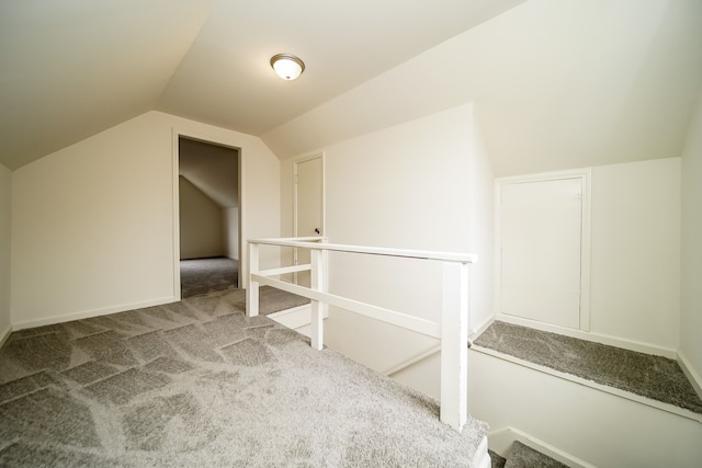 additional living space with carpet and vaulted ceiling