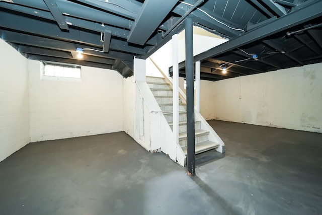 below grade area featuring stairway