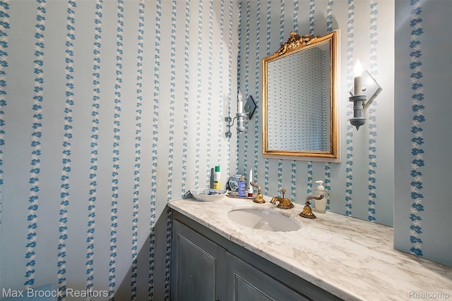3287 Bradway Blvd, Bloomfield Hills, MI 48301 - bathroom with vanity and wallpapered walls