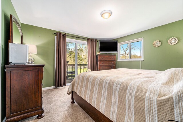 9703 Tower Rd, South Lyon, MI 48178 - bedroom featuring access to outside, carpet, multiple windows, and baseboards