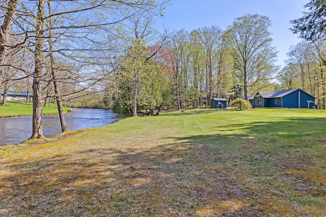 8869 E Hawley Rd, Hesperia, MI 49421 - view of green lawn with a water view