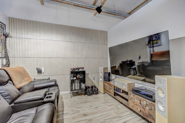 111 N Main St Unit 209, Royal Oak, MI 48067 - living room featuring a towering ceiling and wood finished floors