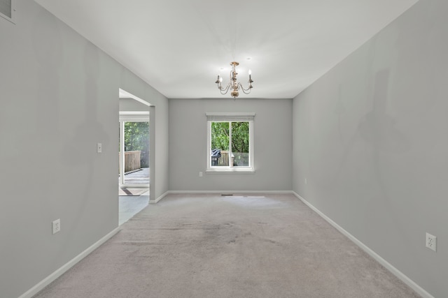 137 Donna, Waterford, MI 48327 - spare room with a chandelier, light carpet, and baseboards