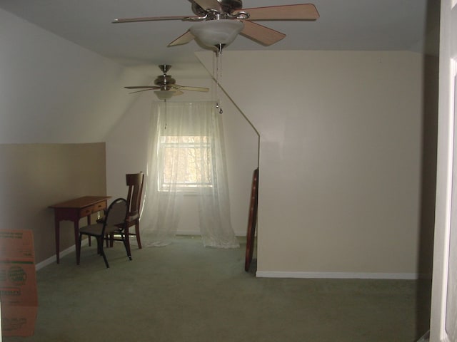 10832 Eagle Cove Dr, South Lyon, MI 48178 - bonus room featuring ceiling fan, vaulted ceiling, light colored carpet, and baseboards
