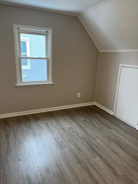 1778 Reo Ave, Lincoln Park, MI 48146 - additional living space featuring wood finished floors, baseboards, and vaulted ceiling