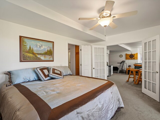 7111 Tucker Rd, Holly, MI 48442 - carpeted bedroom with french doors and ceiling fan